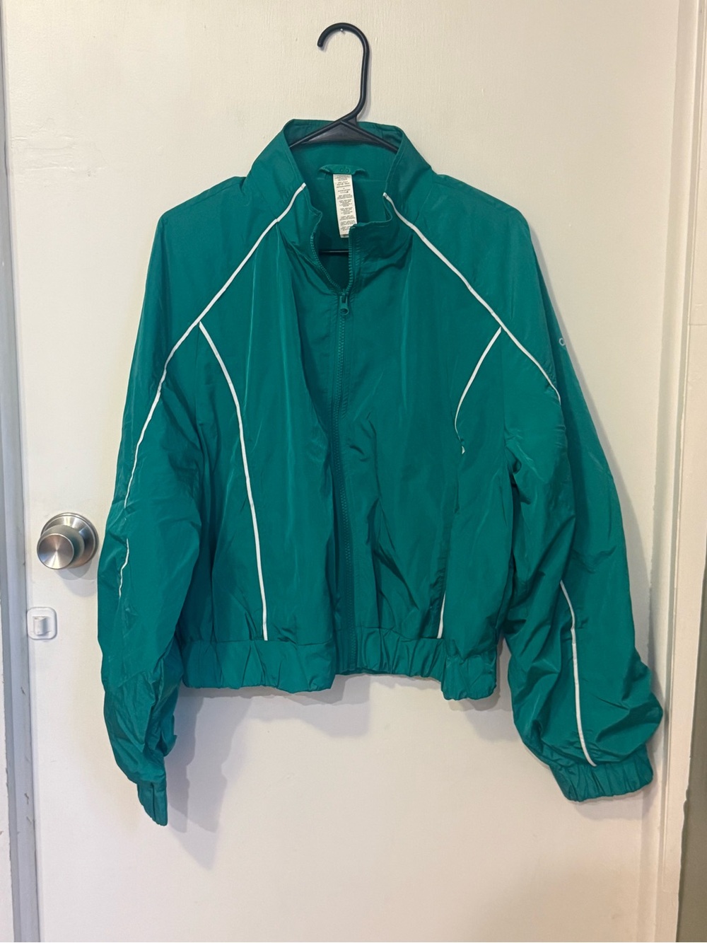 ALO Yoga Spruce Bomber Jacket with White Piping